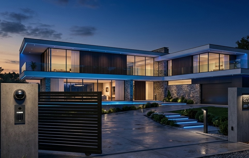 SPYON Security Systems and Automation installation architecture on residential villa